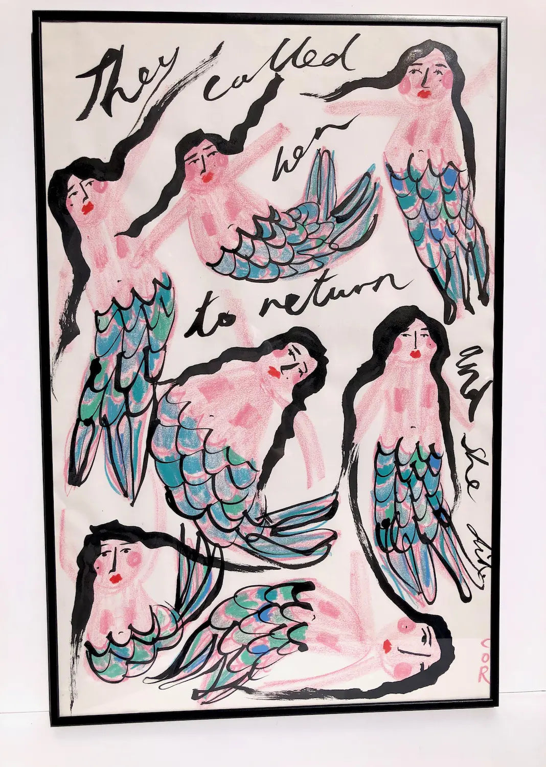 ‘Mermaids Return’ in Wax Pastel & Ink by Charlotte Ortegon Rees
