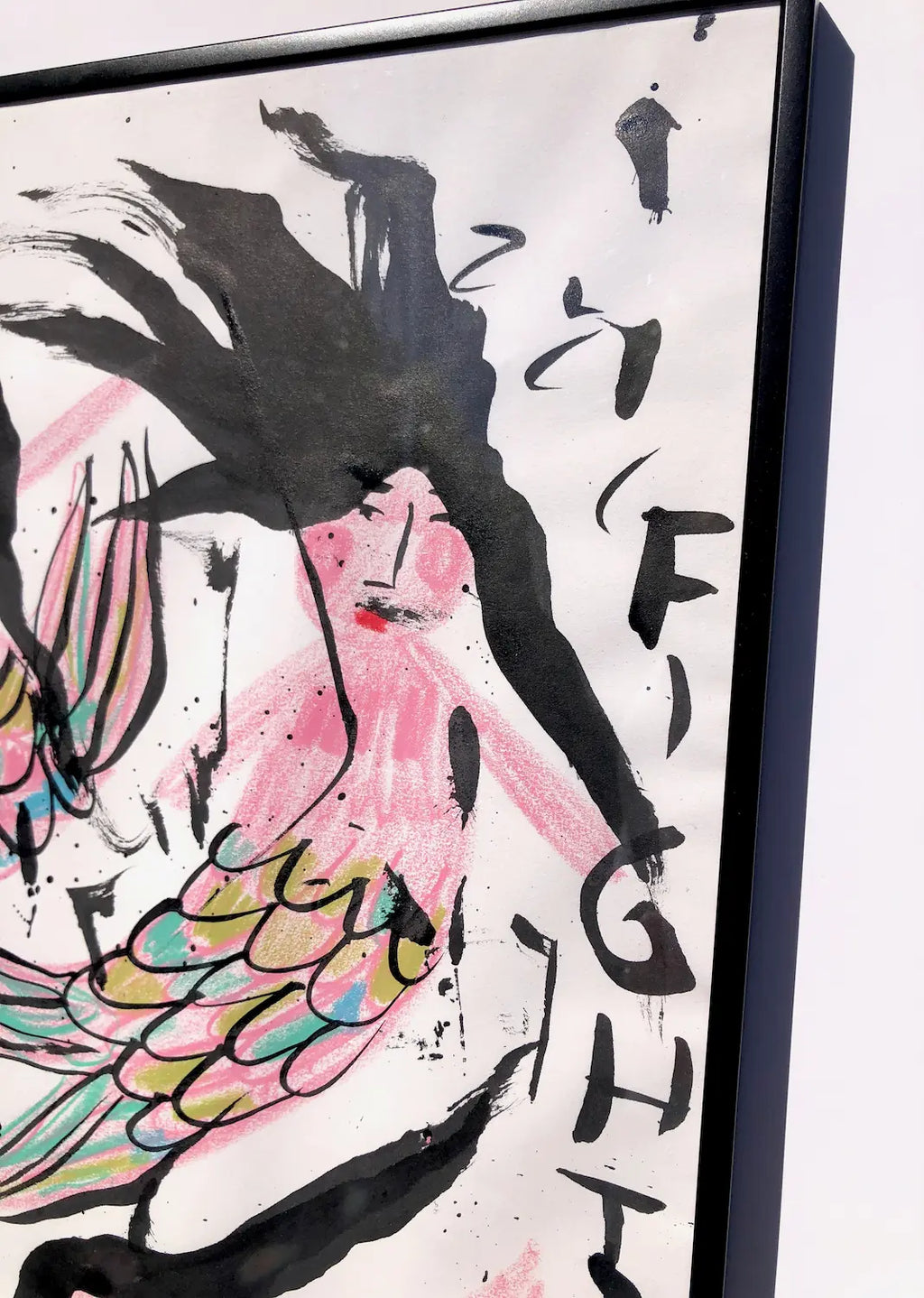 ‘Squid Ink Fight’  Wax Pastel & Ink by Charlotte Ortegon Rees