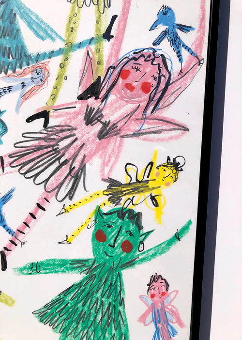 ‘They All Showed Up’ Fantasy Character Painting in wax pastel and ink by Charlotte Ortegon Rees