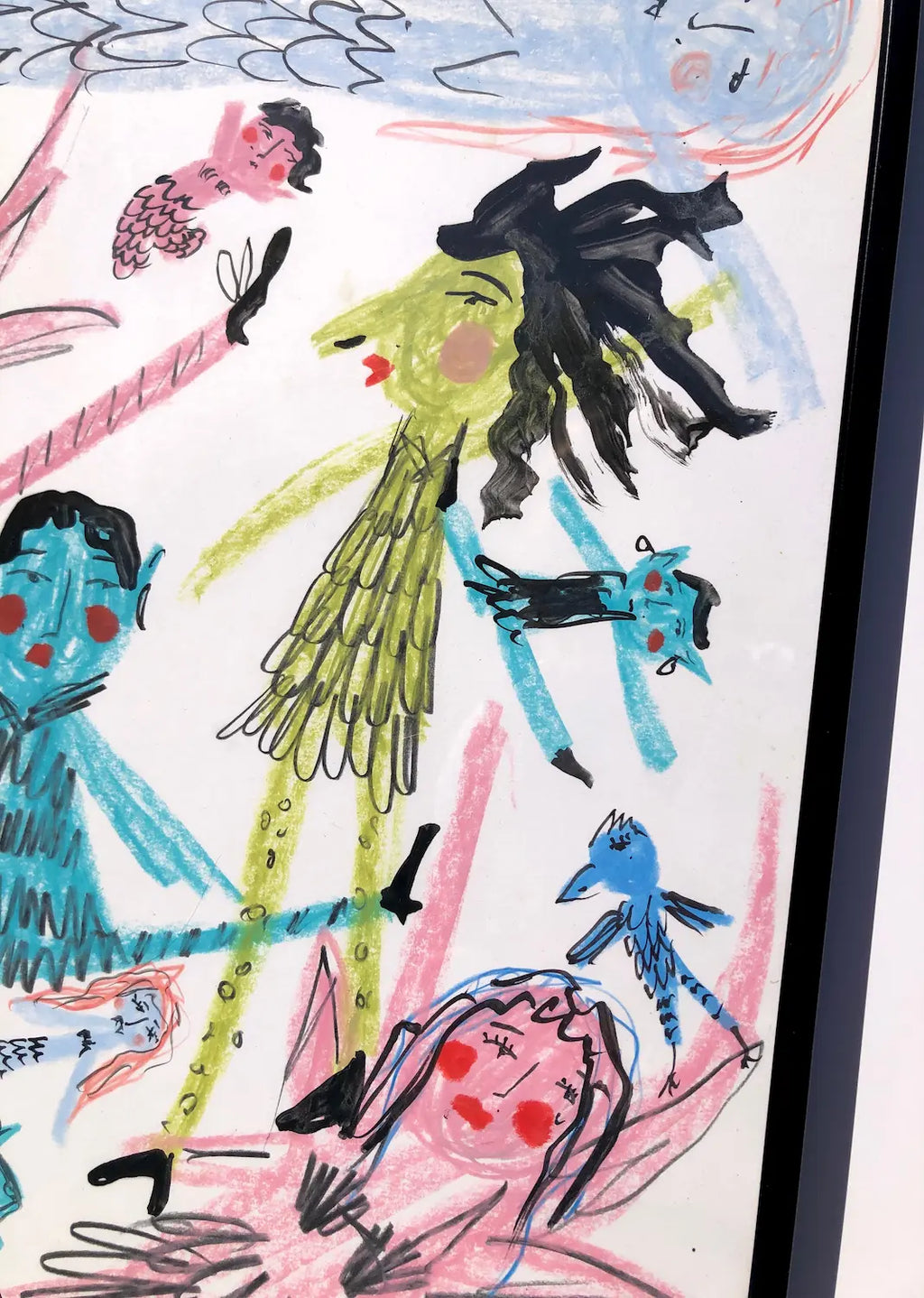 ‘They All Showed Up’ Fantasy Character Painting in wax pastel and ink by Charlotte Ortegon Rees