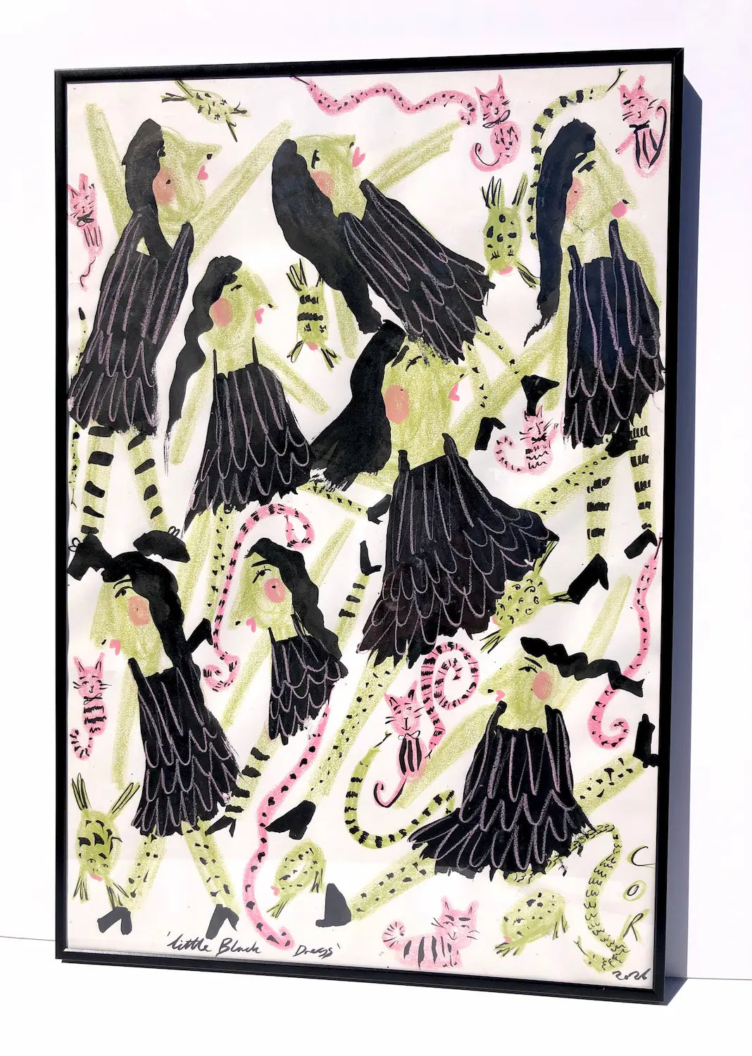 ‘Little Black Dress’ Witches Drawing by Charlotte Ortegon Rees