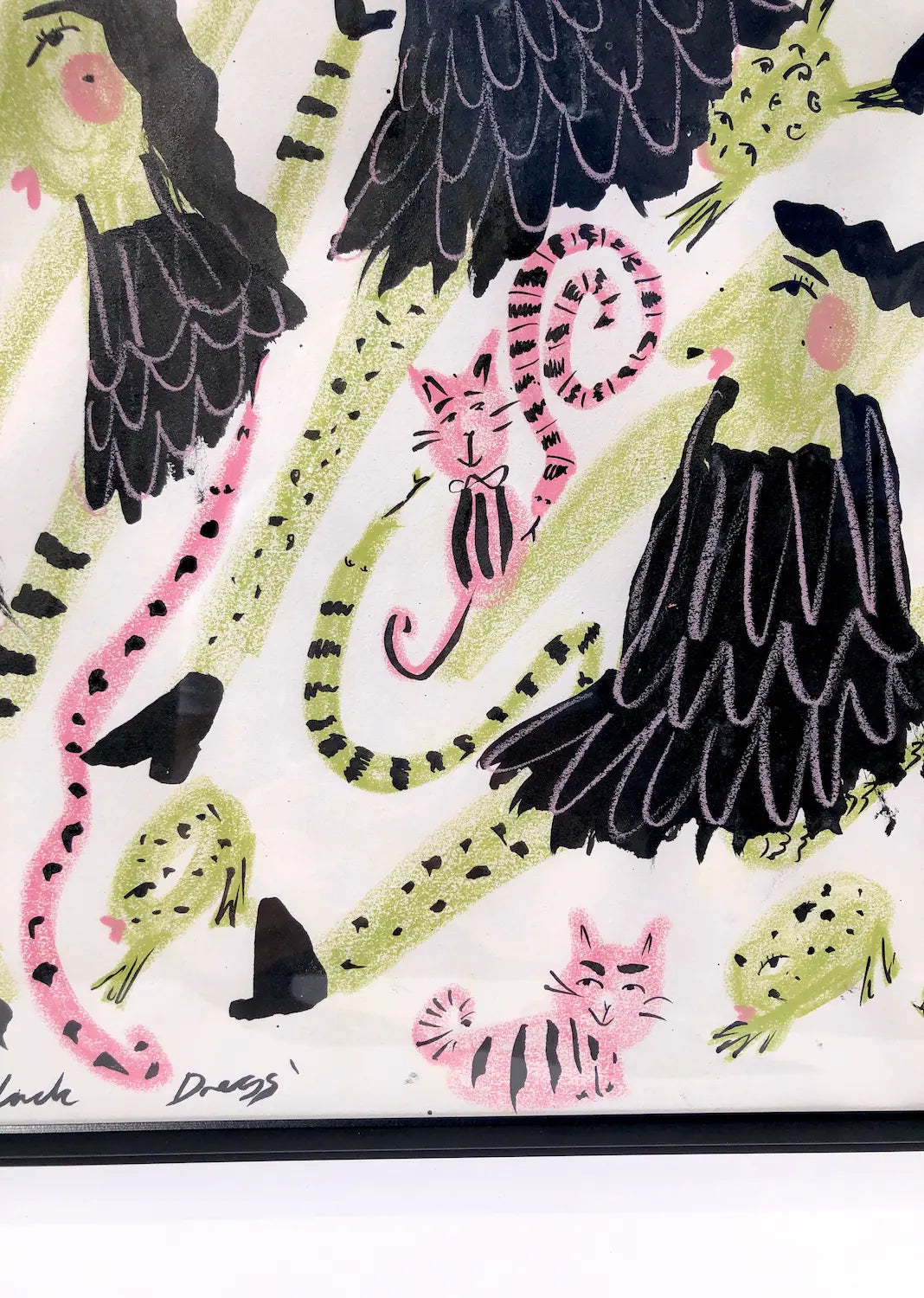 ‘Little Black Dress’ Witches Drawing by Charlotte Ortegon Rees