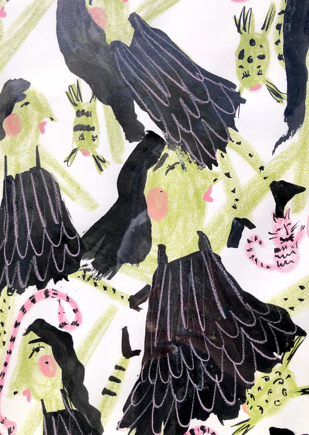 ‘Little Black Dress’ Witches Drawing by Charlotte Ortegon Rees