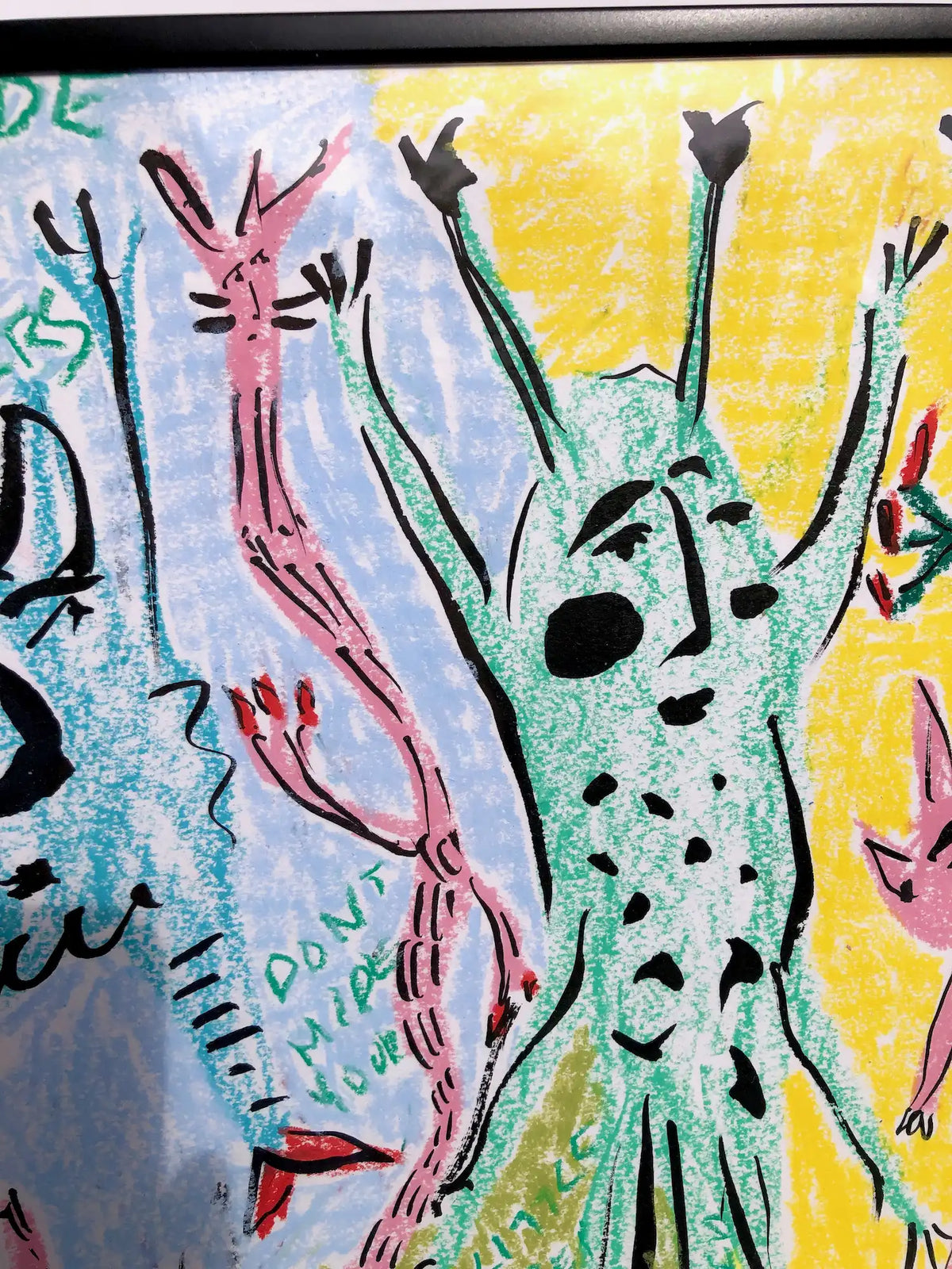 ‘Don’t Hide Your Scared Little Monsters’ wax pastel and ink by Charlotte Ortegon Rees