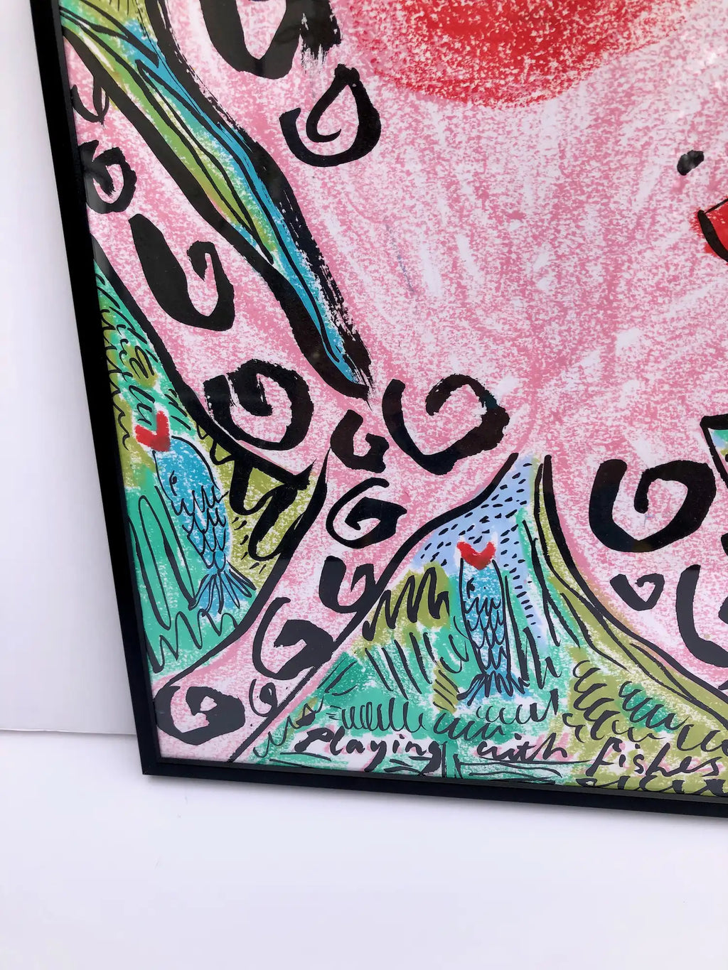 ‘Playing with fishes’ Pink Octopus Painting by Charlotte Ortegon Rees